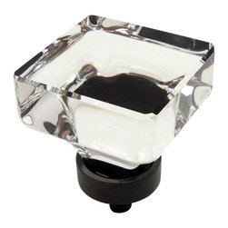 Cosmas - Cosmas 6377ORB Oil Rubbed Bronze Cabinet Square Knob, Set of 5, Glass: Clear - Cabinet And Drawer Knobs