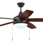 Craftmade - 52" Phaze 5, Espresso With Espresso/Walnut Blades - Modern and minimalist, the Phaze 5 52" features a sleek five blade design powered by a 3-speed, reversible motor, integrated lighting with non-dimmable LED bulbs included.