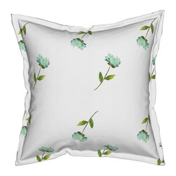 Blue Flowers Throw Pillow - Decorative Pillows