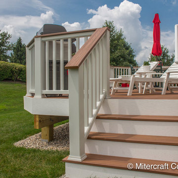 Trex Deck with Tiki Torch Decking and White Transcends Rail