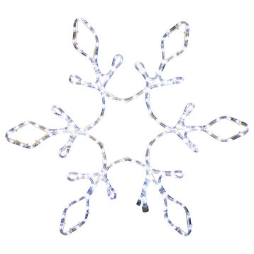48" Pure White LED Snowflake With Star In The Middle