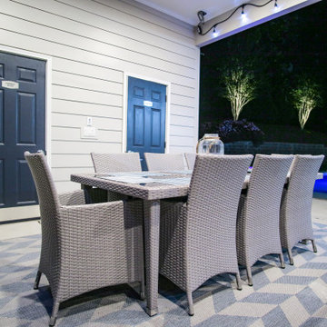 Covered Patio Dining with Storage & Bathroom Access