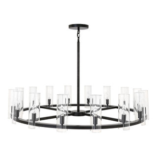 Durham Extra Large Modern Wagon Wheel Matte Black Chandelier, 48" Round ...