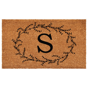 Calloway Mills Rustic Leaf Vine Monogrammed Doormat, 36"x72", Letter S