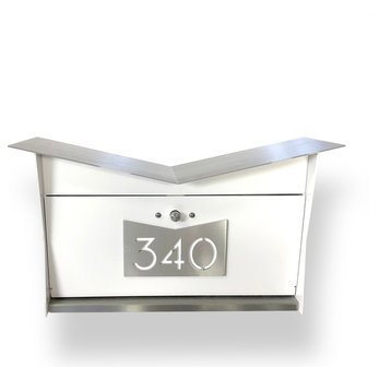 ButterFly Box: Contemporary, Modern, Wall-Mounted Mailbox in White & Stainless