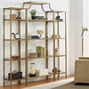 Crosley Furniture Aimee 3 Piece Glass/Metal Etagere Set in Antique Gold/Clear