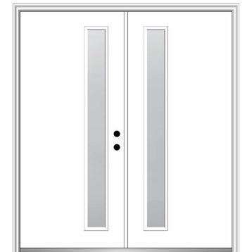 72"x80" 1 Lite Frosted Left-Hand Inswing Primed Fiberglass Door, 4-9/16"