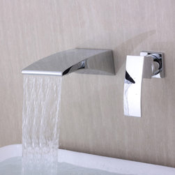 Contemporary Wall Mounted Waterfall Chrome Finish Bathroom Sink Faucet T6037 - Bathroom Sink Faucets
