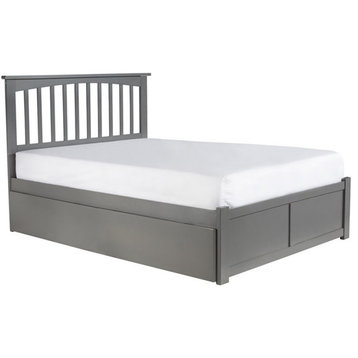 AFI Mission Full Solid Wood Platform Bed with Twin Trundle in Gray