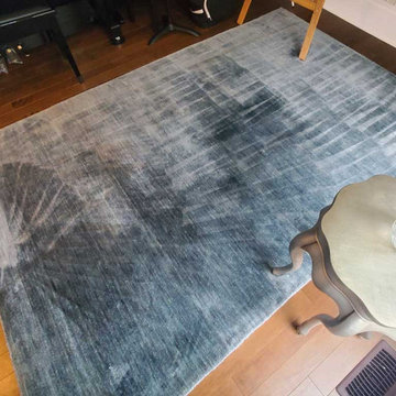 Designer Wool Blue Area Rug Steam Cleaning Located in White Rock BC Canada