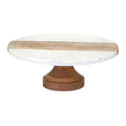 5 in. x 13 in. Marble and Wood Cake Stand - Dessert And Cake Stands