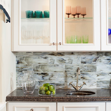 Wet Bar with Glass Backsplash