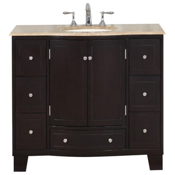 40 Inch Transitional Style Bathroom Vanity Cabinet, Single