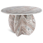 Meridian Furniture - Formentera Dining Table, Brown - Lend your room a refined, elegant look with this Formentera dining table. This table oozes sophistication from its wavy brown marble with light grey veining construction to its uniquely shaped base. The perfect dining table for adding a modern touch to your space, this piece steals the show, doubling as part art, part utilitarian furniture must-have. And it's crafted by hand with genuine marble, so you can trust it to last for years if not generations of use.