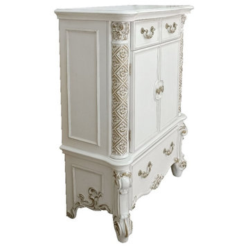 Bowery Hill Traditional 3-Drawer Wooden Chest with 2 Doors in Antique Pearl