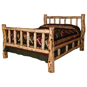 Red Cedar Log Mission Bed With Double Side Rails, Twin