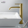 Circular Brass Single Handle Bathroom Faucet KBF1009, Brush Gold, Without Drain