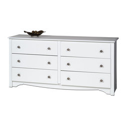 Prepac Monterey White 6-Drawer Double Dresser - Dressers