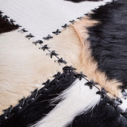 Handmade Cowhide Patchwork Area Rug, Rectangle Black White 9&rsquo;4&rdquo;x6&rsquo;5&rdquo; - Area Rugs