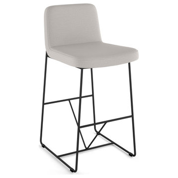 Amisco Winslet Stool, Light Gray Polyester/Black Metal, Counter Height