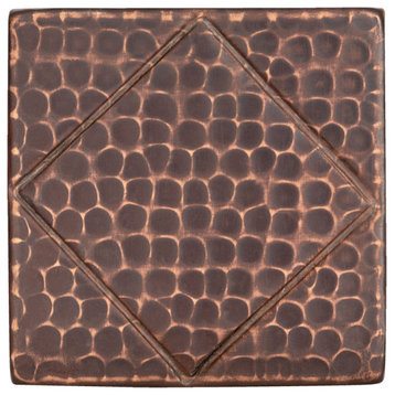 Hammered Copper Tile with Diamond Design, Single