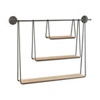 Wood and Metal Triple Hanging Shelf