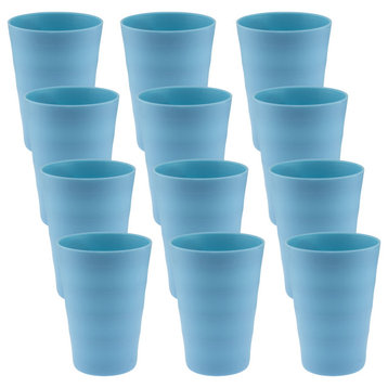Break-Resistant Plastic Cups 12Oz, Reusable Design, Set of 12, Blue