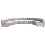 Meridian Furniture - Limitless Velvet Upholstered 8-Piece Modular Sectional, Cream - Invest in your home's comfort with this Limitless 8 Piece Sectional. This modular unit offers tons of flexibility in the number of ways that you can put each piece in the Limitless collection together to get the ideal customized look. Upholstered in cream velvet, this beautiful piece is soft and cool to the touch, so you can feel comfortable from every angle. Button and channel tufting add to this unit's upscale look and contemporary charm.
