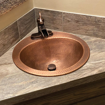 Bell 19" Drop-In Bathroom Sink in Copper