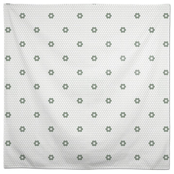 Floral Tile Green 58x58 Tablecloth