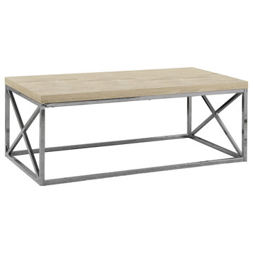 HomeRoots X Trestle Light Natural and Chrome Coffee Table