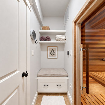 Sauna Changing Nook with Built-In Bench