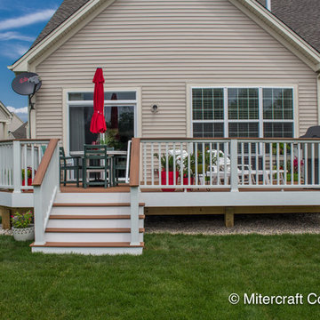 Trex Deck with Tiki Torch Decking and White Transcends Rail