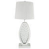 ACME Nysa Drum Shape Table Lamp in White Fabric and Mirrored