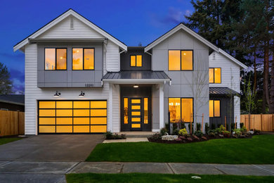 Example of a transitional exterior home design in Seattle