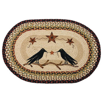 Crow and Barn Stars Oval Patch Rug