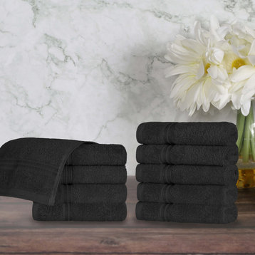 10 Piece Egyptian Cotton Face Cloth Towel Set, Black