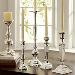ECLECTIC SILVER-PLATED CANDLESTICKS - Candleholders