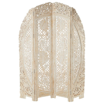 Eclectic White Wood Room Divider Screen 22356