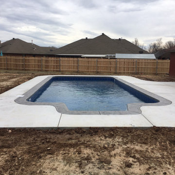 Vinyl Liner Sports Pool with Stamped & Colored Concrete Cantilever Coping