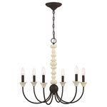 Craftmade - Craftmade Meadow Place 6 Light Chandelier, Cottage White/Espresso - Part of the Meadow Place Collection