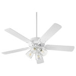 Quorum - Quorum 6525-2408 Virtue, 52" 5 Blade Ceiling Fan with LED 4-Light Kit, White - The indoor Virtue fan is a reliable design, with fVirtue 52 Inch 5 Bla Studio White Studio  *UL Approved: YES Energy Star Qualified: n/a ADA Certified: n/a  *Number of Lights: 4-*Wattage:6w LED bulb(s) *Bulb Included:No *Bulb Type:LED *Finish Type:Studio White
