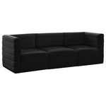Meridian Furniture - Quincy Velvet Upholstered 3-Piece Modular Sofa, Black - Show them all that less is more with the minimalist look of this Quincy velvet cloud-like comfort modular sofa. This elegant chair features a simple design that's all about comfort and modern style. The soft black velvet upholstery is sleek to the touch, and the back of the unit features deep horizontal channel tufting for a look that wows. Because this is a modular seating option, you can pair it easily with other items in the Quincy collection to create a look you love. Latches underneath make it easy to mix and match items from the collection.