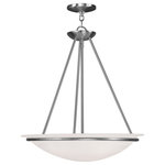Livex Lighting - Livex Lighting 4826-91 Newburgh - Three Light Pendant - Canopy Included.  Shade IncludeNewburgh Three Light Brushed Nickel White *UL Approved: YES Energy Star Qualified: n/a ADA Certified: n/a  *Number of Lights: Lamp: 3-*Wattage:100w Medium Base bulb(s) *Bulb Included:No *Bulb Type:Medium Base *Finish Type:Brushed Nickel