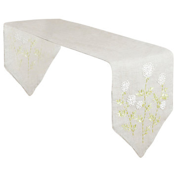 French Knots Ribbon Embroidered Flower V-shaped Table Runner