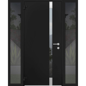 Exterior Entry Front Steel Door /Cynex 6777 Black /16+36+16x80 Left Outswing