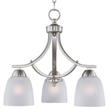 Axis 3-Light Chandelier, Satin Nickel With Frosted Glass/Shade