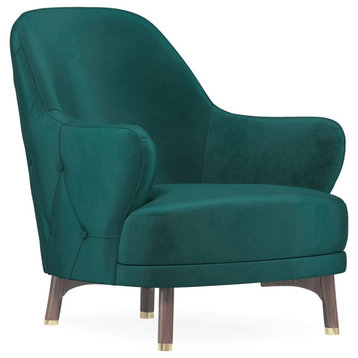 Enza Home Navona Contemporary Fabric Armchair in Petrol Green and Walnut