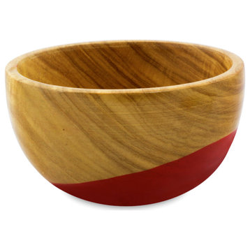 NOVICA Spicy Red And Wood Bowl  (Small)