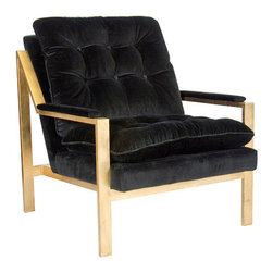 Cameron Gold Leaf Black Velvet Chair - Armchairs And Accent Chairs